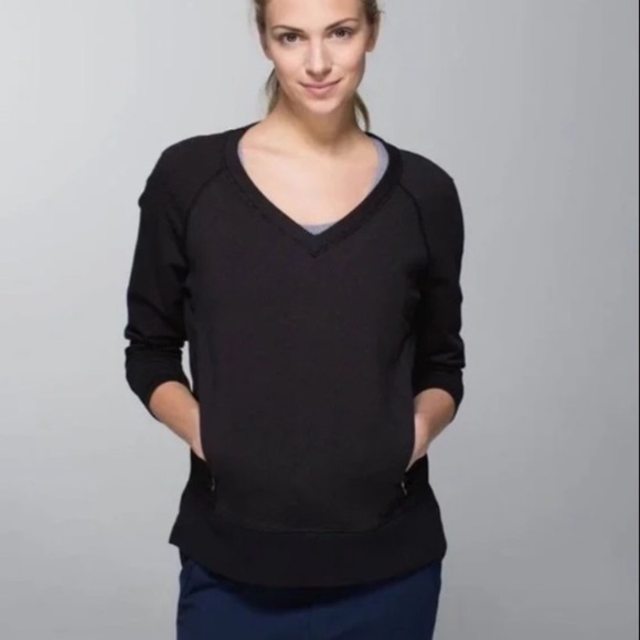 lululemon athletica Sweaters - LULULEMON After Asana Pullover Sweater V neck Oversize Loose Fit Size 4